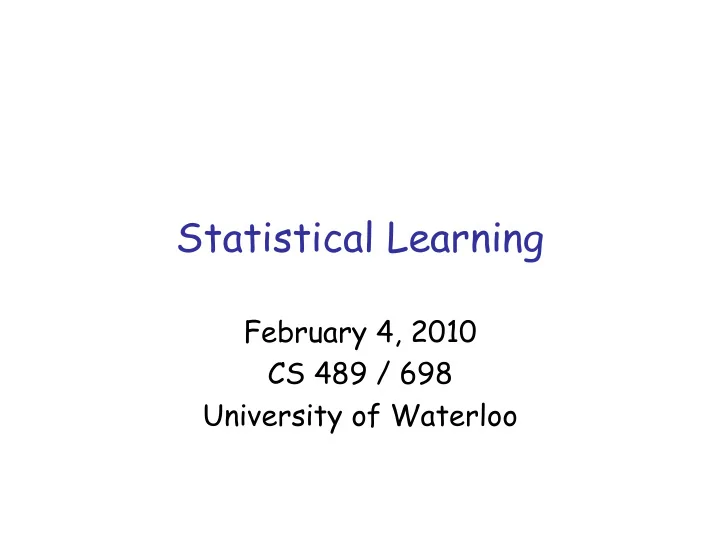 statistical learning