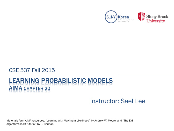 learning probabilistic models