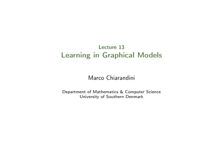 learning in graphical models