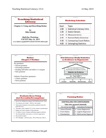 Teaching Statistical Literacy: Ch 4  16 May 2019  Ch4: V1  Ch4: V1  2019 USCOTS Workshop  1  2019