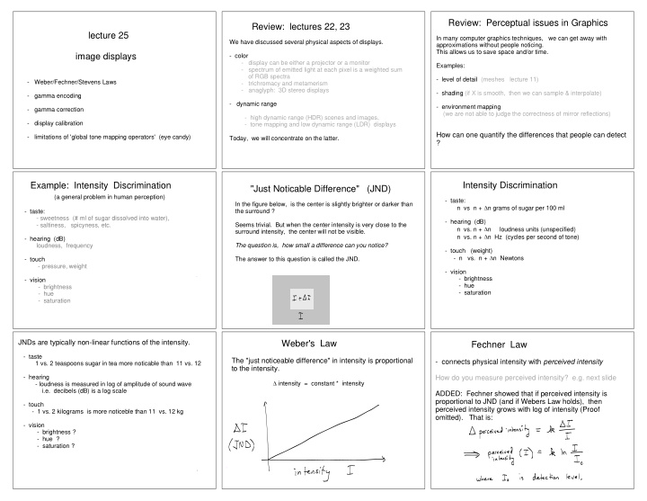 review perceptual issues in graphics review lectures 22