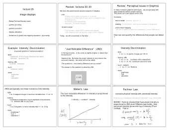 Review:  Perceptual issues in Graphics  Review:  lectures 22, 23  lecture 25  In many computer