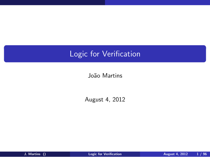 logic for verification