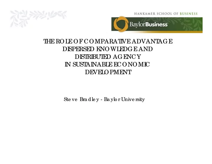 t he rol e of comparat i ve advant age di spe rse d k