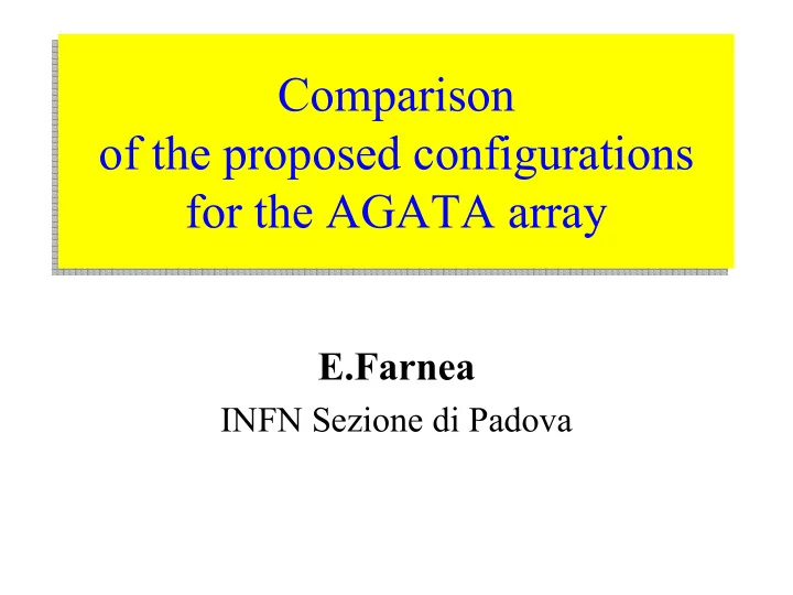 comparison comparison of the proposed configurations of