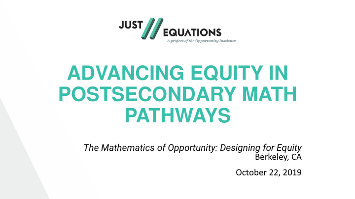 advancing equity in