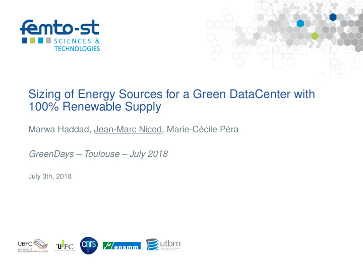sizing of energy sources for a green datacenter with 100