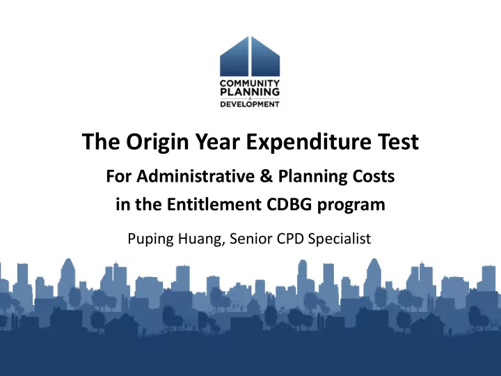 the origin year expenditure test