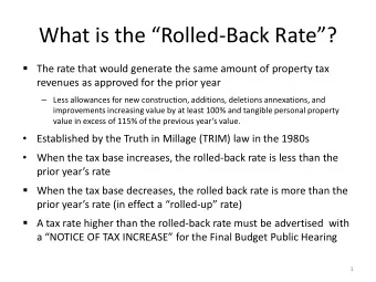 What is the Rolled - Back Rate?  The rate that would generate the same amount of property