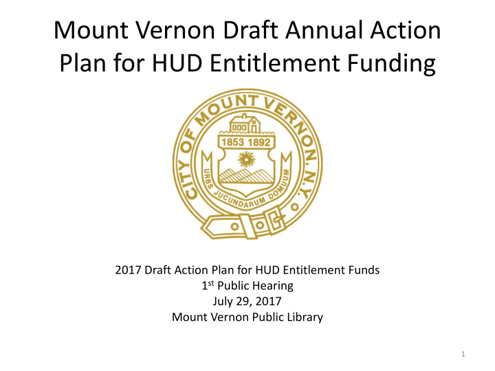 plan for hud entitlement funding