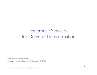 Enterprise Services  Enterprise Services for Defense Transformation  for Defense Transformation
