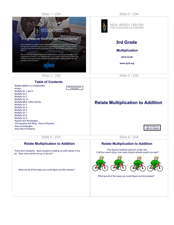 relate multiplication to addition