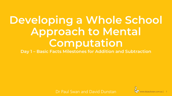 developing a whole school approach to mental computation