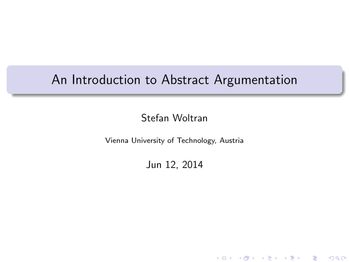 an introduction to abstract argumentation