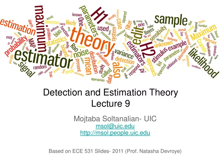 detection and estimation theory lecture 9