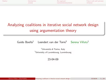 Analyzing coalitions in iterative social network design  using argumentation theory Guido Boella 1