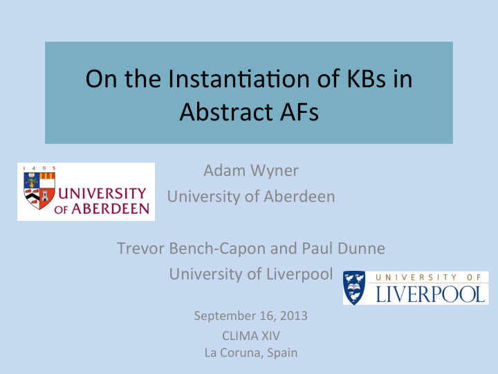 on the instan a on of kbs in abstract afs
