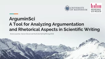 ArguminSci  A Tool for Analyzing Argumentation  and Rhetorical Aspects in Scientific Writing  Anne