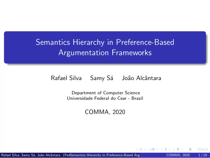 semantics hierarchy in preference based argumentation