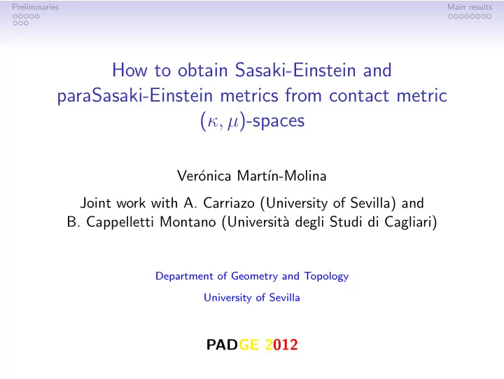 how to obtain sasaki einstein and parasasaki einstein