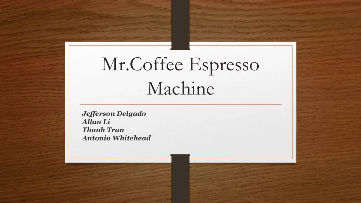 mr coffee espresso machine