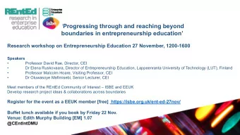 Progressing through and reaching beyond  boundaries in entrepreneurship education  Research