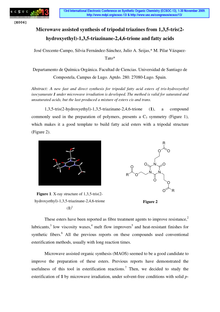 microwave assisted synthesis of tripodal triazines from 1