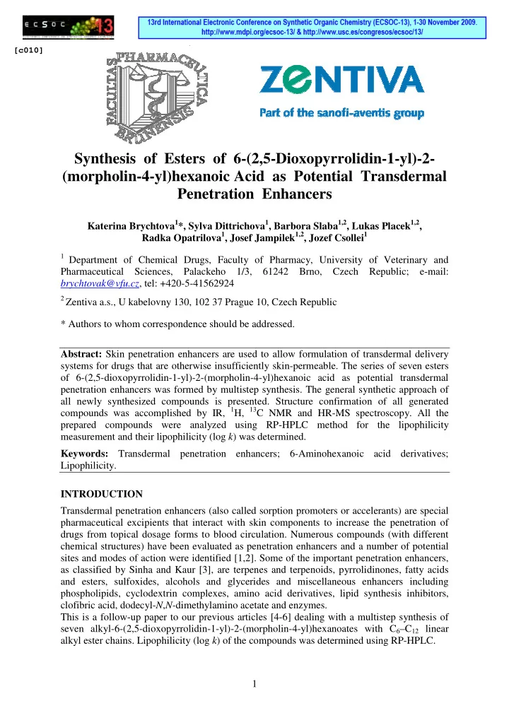 synthesis of esters of 6 2 5 dioxopyrrolidin 1 yl 2