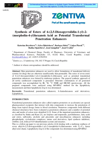 Synthesis  of  Esters  of  6-(2,5-Dioxopyrrolidin-1-yl)-2-  (morpholin-4-yl)hexanoic Acid  as