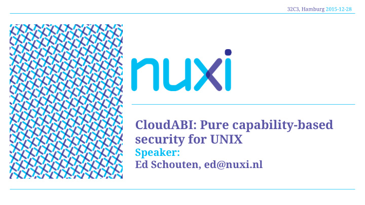 cloudabi pure capability based security for unix