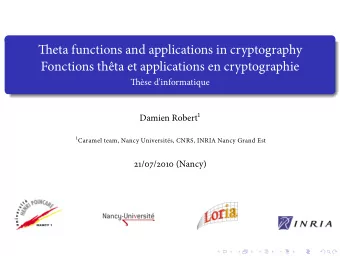 Tieta functions and applications in cryptography  Fonctions thta et applications en cryptographie