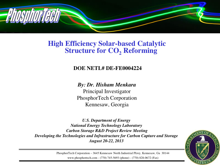 high efficiency solar based catalytic structure for co 2