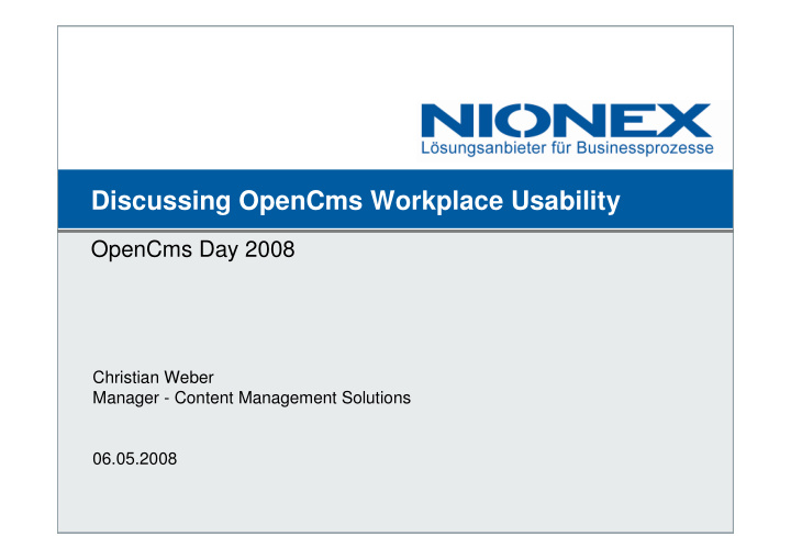 discussing opencms workplace usability