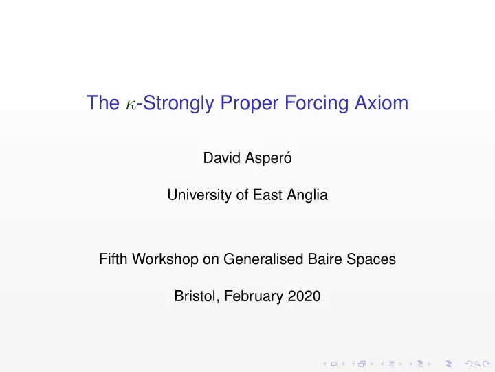 the strongly proper forcing axiom