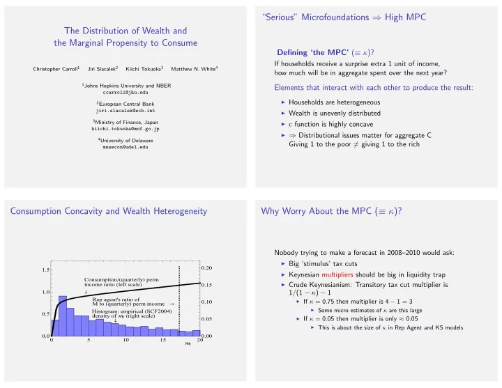 serious microfoundations high mpc the distribution of