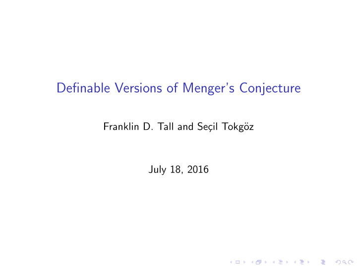 definable versions of menger s conjecture