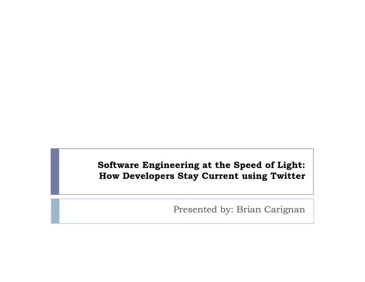 software engineering at the speed of light how developers