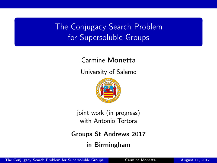 the conjugacy search problem for supersoluble groups