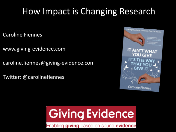 how impact is changing research