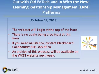 Out with Old EdTech and in With the New:  Learning Relationship Management (LRM)  Platforms