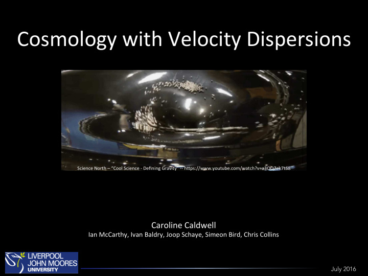 cosmology with velocity dispersions