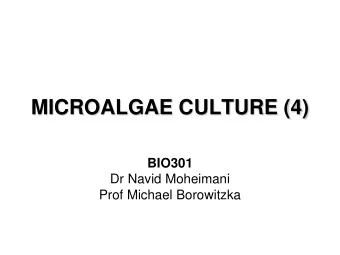 MICROALGAE CULTURE (4)  BIO301  Dr Navid Moheimani  Prof Michael Borowitzka  Flask Cultures  Flask
