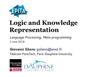 Logic and Knowledge  Representation  L  a  n  g  u  a  g  e  P  r  o  c  e  s  s  i  n  g  ,  M  e