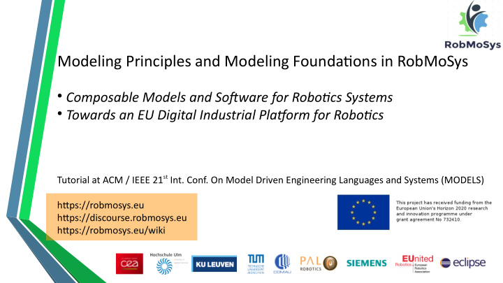 modeling principles and modeling foundatjons in robmosys