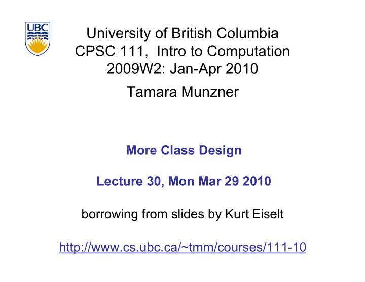 university of british columbia cpsc 111 intro to