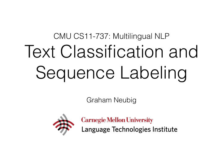 text classification and sequence labeling