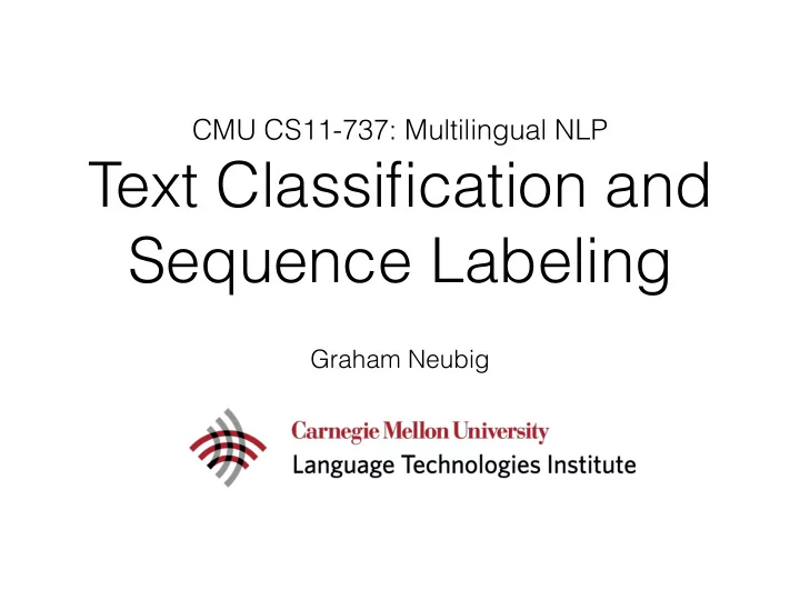 text classification and sequence labeling
