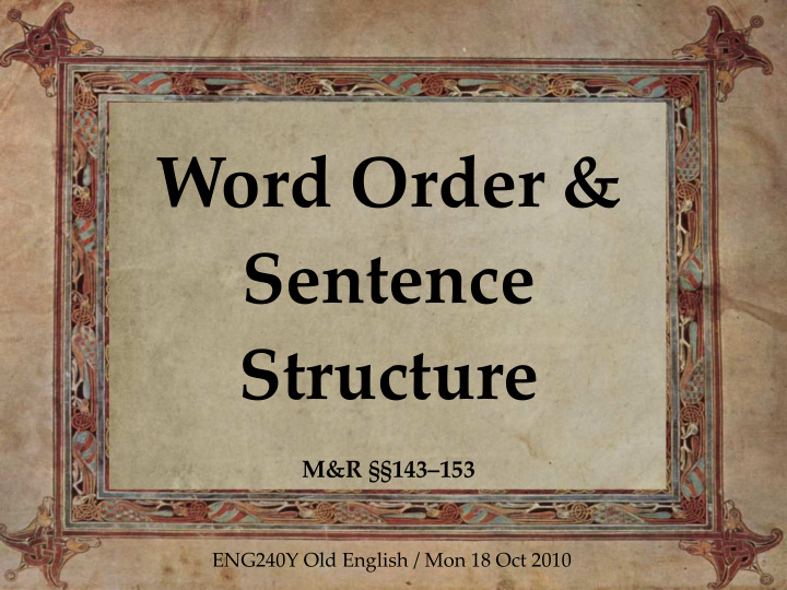 word order sentence structure