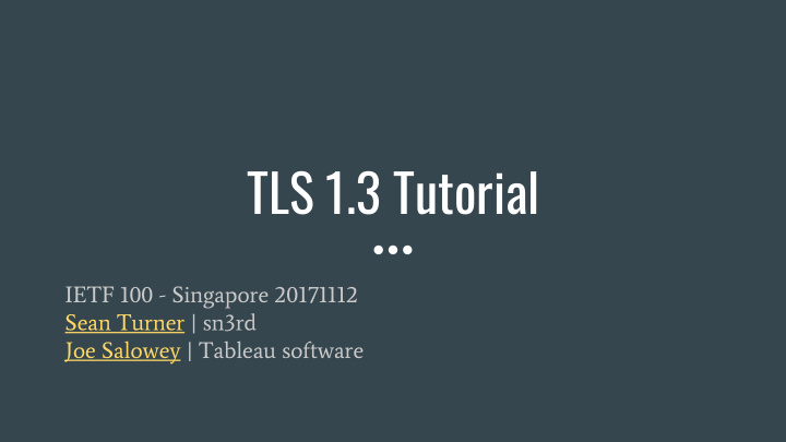 tls 1 3 tutorial
