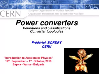 Power converters  Definitions and classifications  Converter topologies  Frdrick BORDRY  CERN